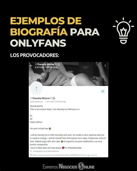 ejemplos de biografas para onlyfans|Guía definitiva para una biografía de OnlyFans que。